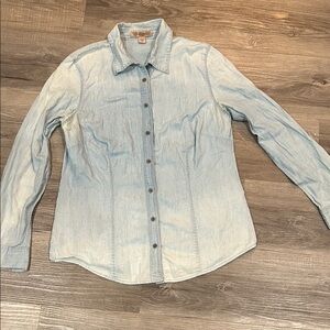 Nine West Casual Light Blue Button Down Shirt